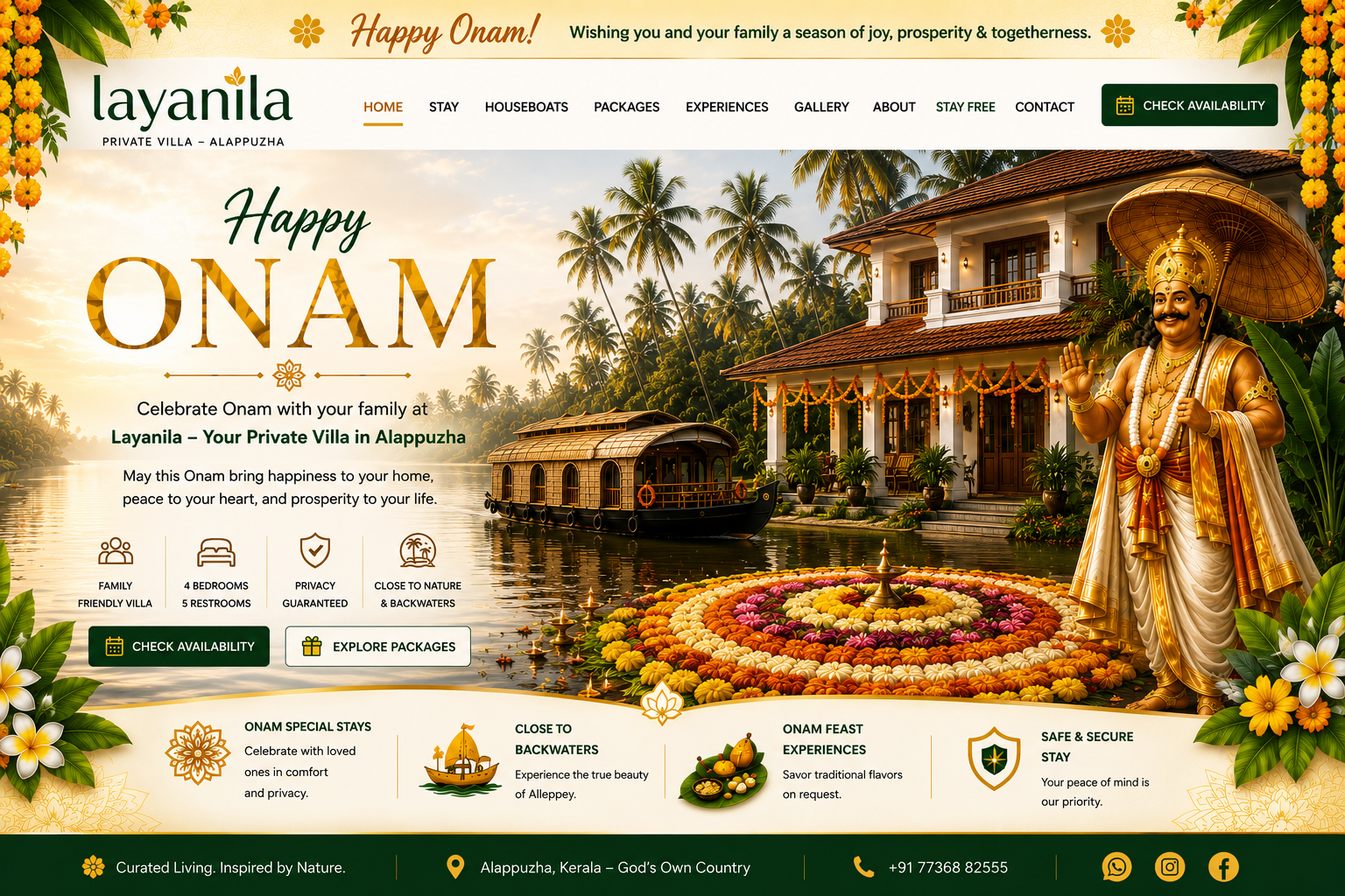 Layanila private villa and Kerala backwater experience in Alappuzha
