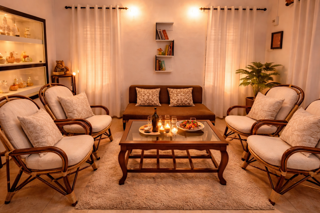 Lining room in Alappuzha Layanila. Best for families and couples. Home stay in Alappuzha