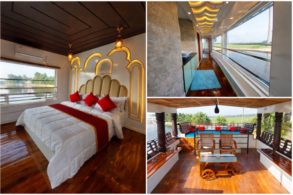 Sitting and walking area in Alappuzha Layanila Luxury houseboats 